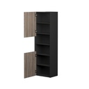 Armoire murale Dakar 20" noir mat et façades chêne brossé