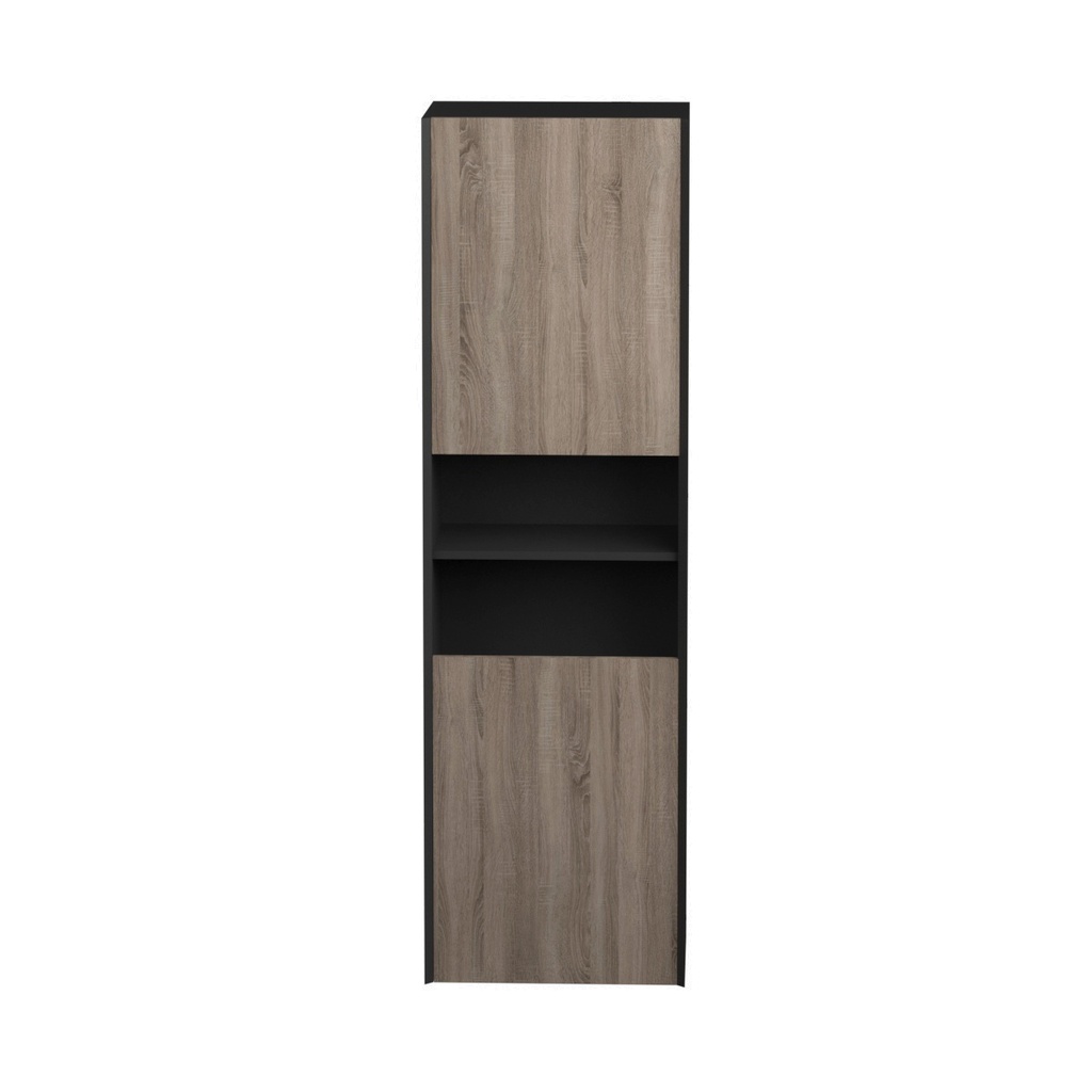 Armoire murale Dakar 20" noir mat et façades chêne brossé