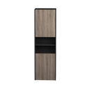Armoire murale Dakar 20" noir mat et façades chêne brossé
