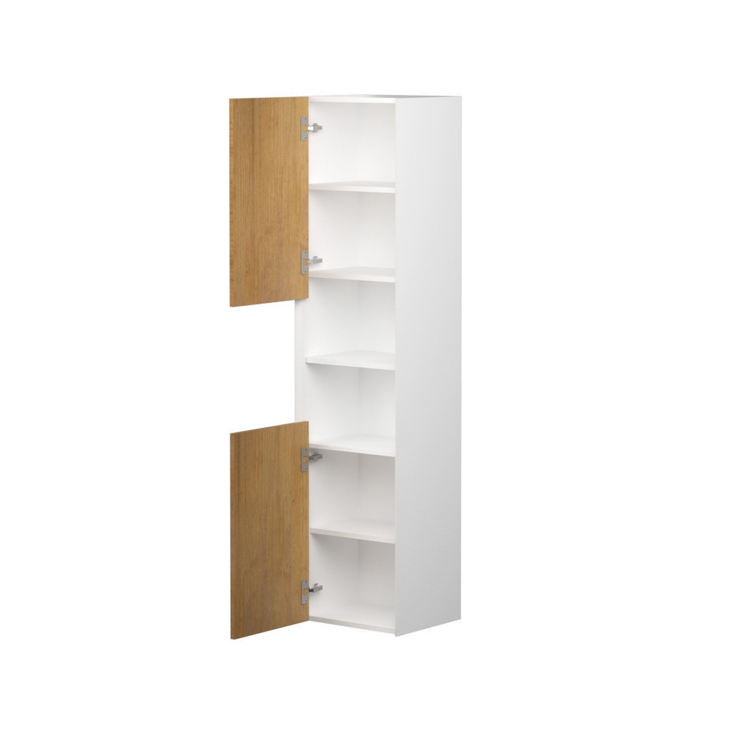 Armoire Murale Dakar 16" Blanc Mat et Façades Chêne Naturel Poli