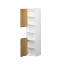 Armoire Murale Dakar 16" Blanc Mat et Façades Chêne Naturel Poli