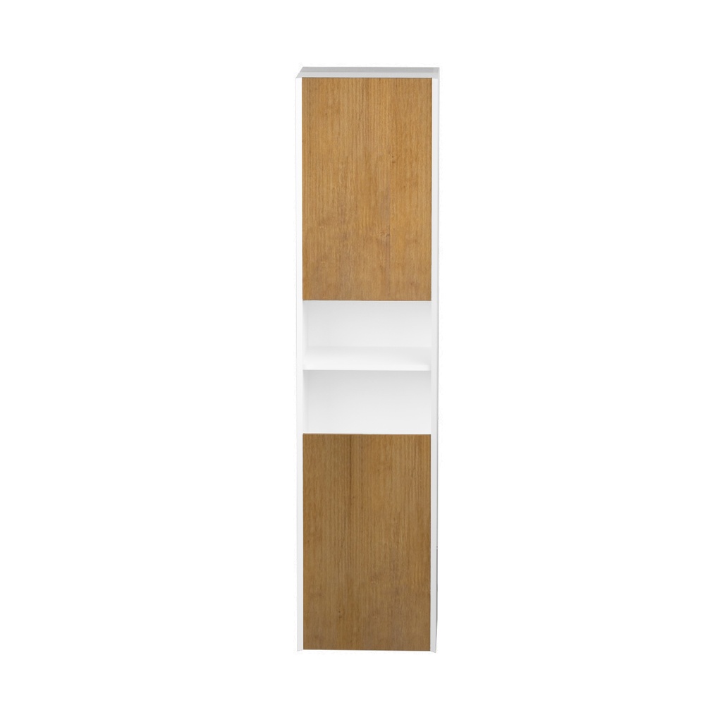 Armoire Murale Dakar 16" Blanc Mat et Façades Chêne Naturel Poli