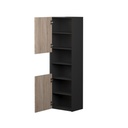 Armoire Murale Dakar 20" Noir Mat et Façades Chêne Blanc