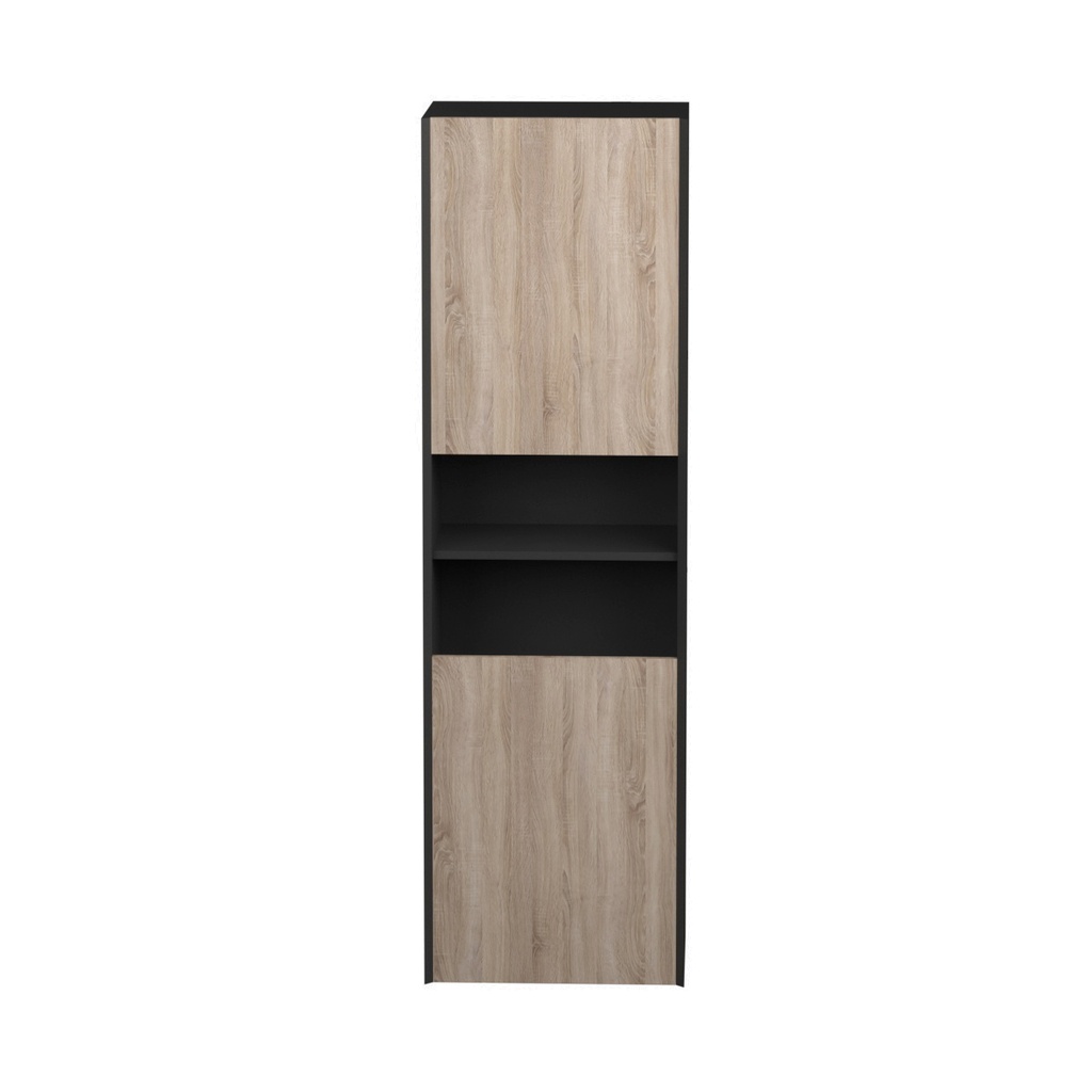 Armoire Murale Dakar 20" Noir Mat et Façades Chêne Blanc
