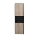 Armoire Murale Dakar 20" Noir Mat et Façades Chêne Blanc