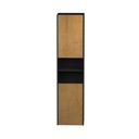 Armoire Murale Dakar 16" Noir Mat et Façades Chêne Naturel Poli
