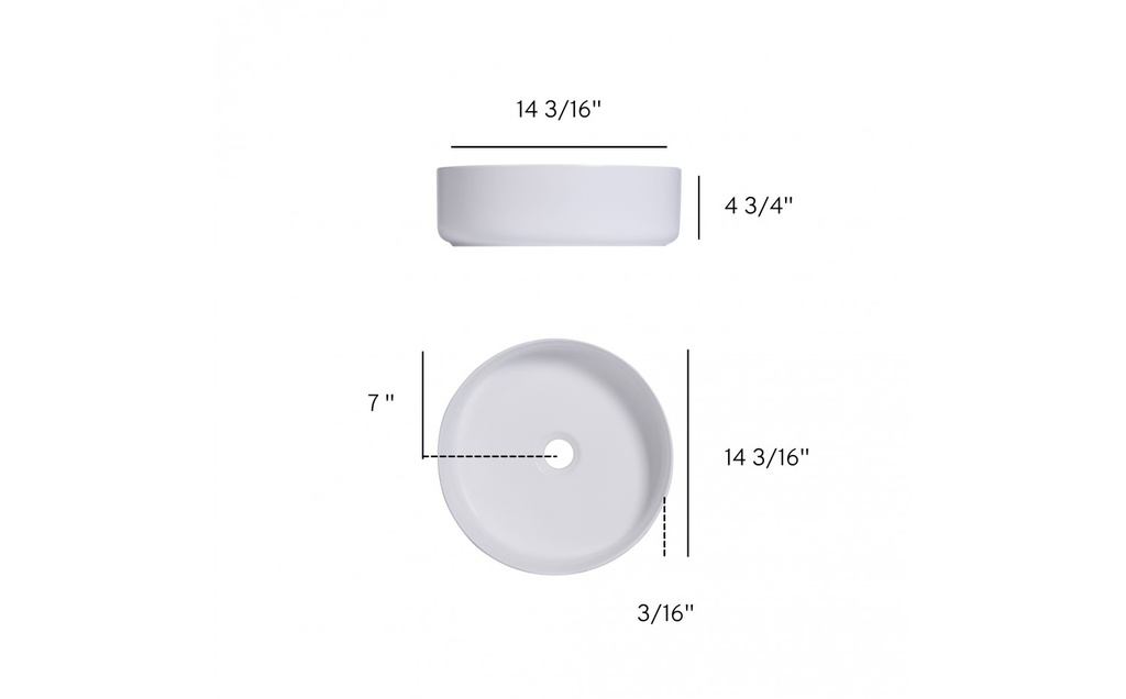 Lavabo 14 3/8'' - Blanc Mat