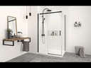 Porte de douche Vague chrome 48x36" en coin avec fermeture sur panneau de retour