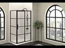 Porte de douche Mecanex noir mat 48x32" en coin, porte à gauche avec fermeture sur mur