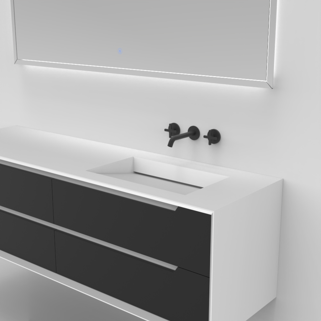 Robinet mural pour lavabo noir mat