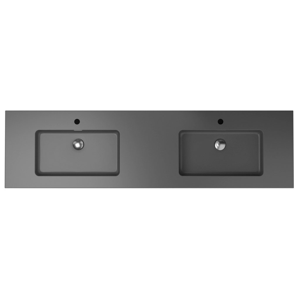 Aden 71" - Dessus de Lavabo Double en Quartz Noir