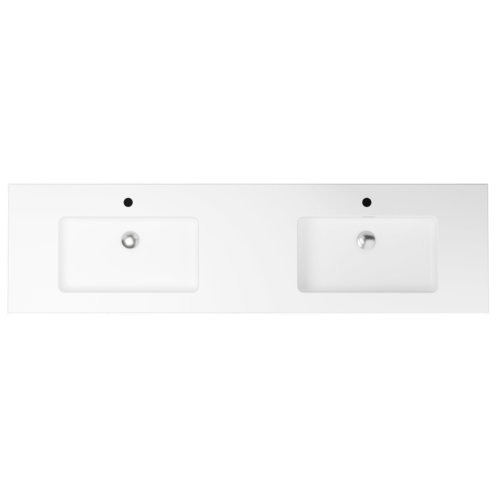 Aden 71" - Dessus de Lavabo Double en Surface Solide Blanc