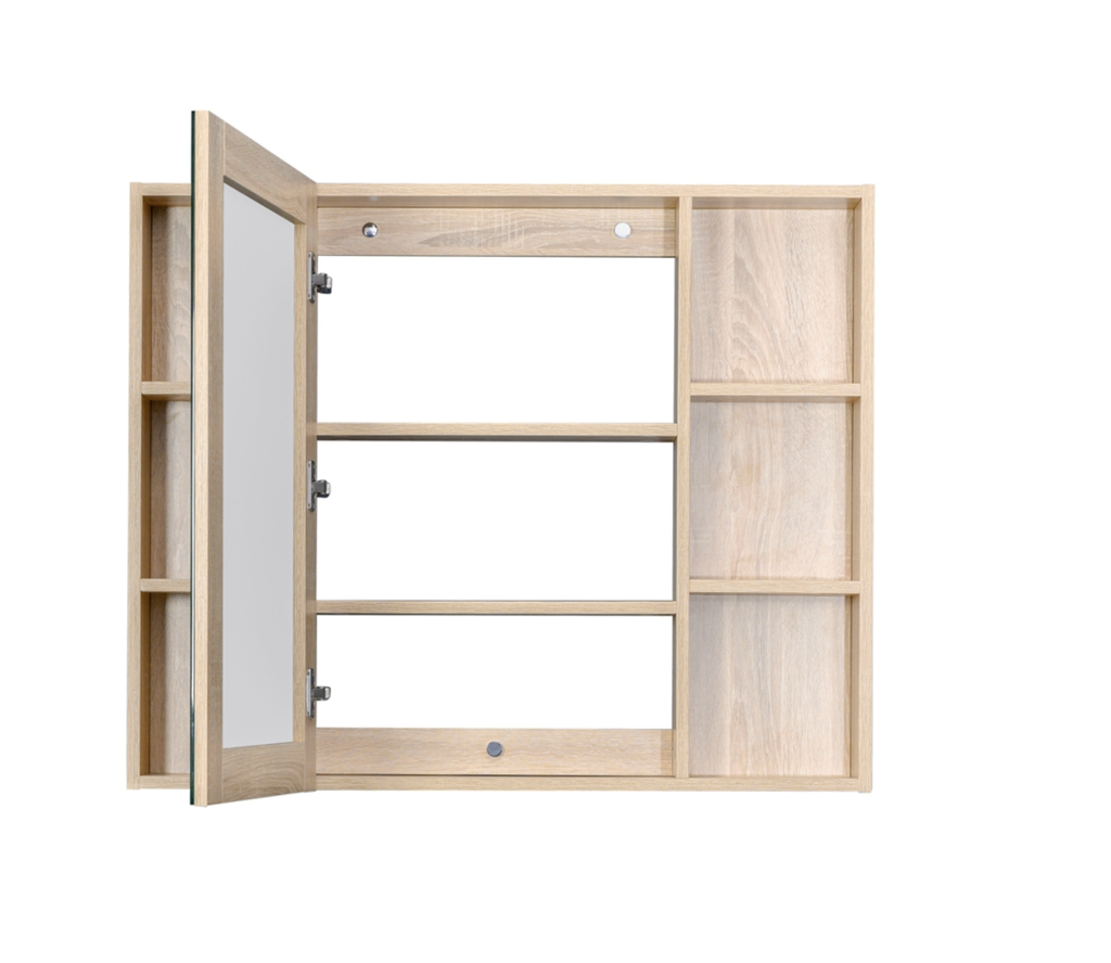 Pharmacie En Bois Franc 36x29" Couleur Chêne Blanc Avec Étagères Latérales