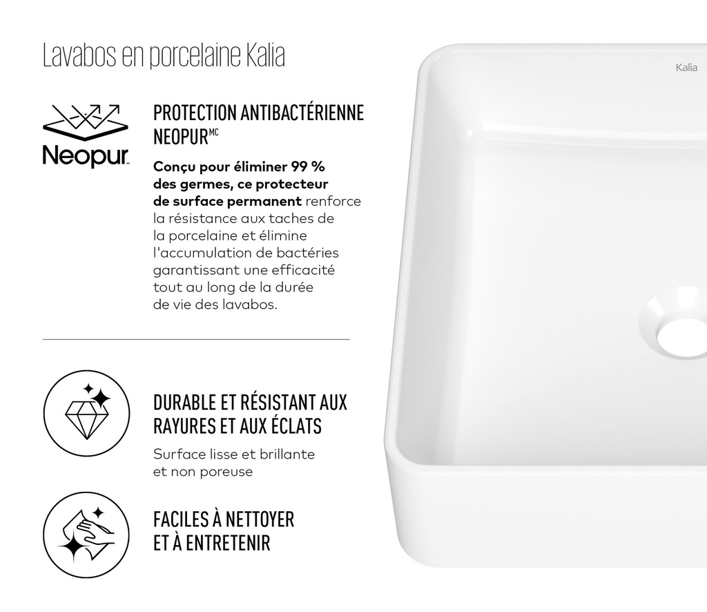 Ceska - Lavabo rectangulaire avec cuve au design incurvé en porcelaine vitrifiée - Blanc lustré