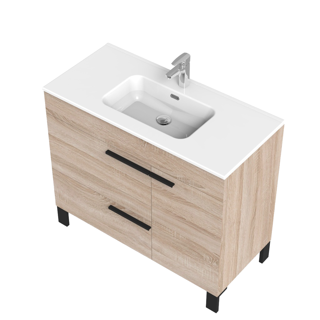 Meuble-Lavabo sur pieds Lima 39" chêne blanc