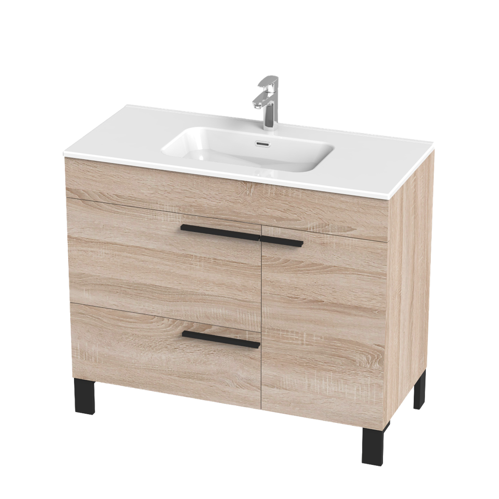 Meuble-Lavabo sur pieds Lima 39" chêne blanc