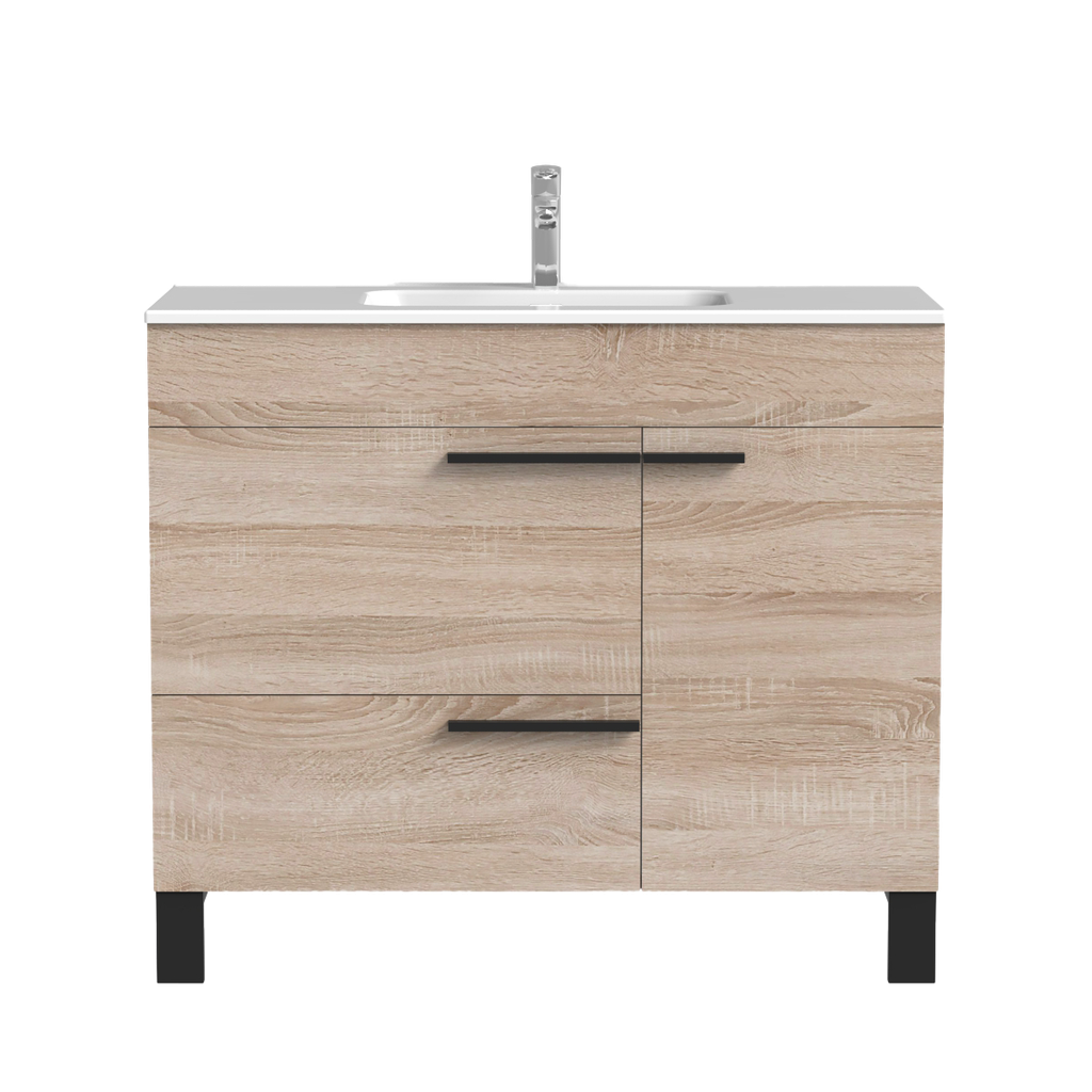 Meuble-Lavabo sur pieds Lima 39" chêne blanc
