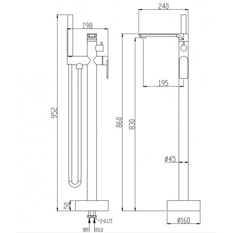 Ades - Robinet de bain autoportant chrome