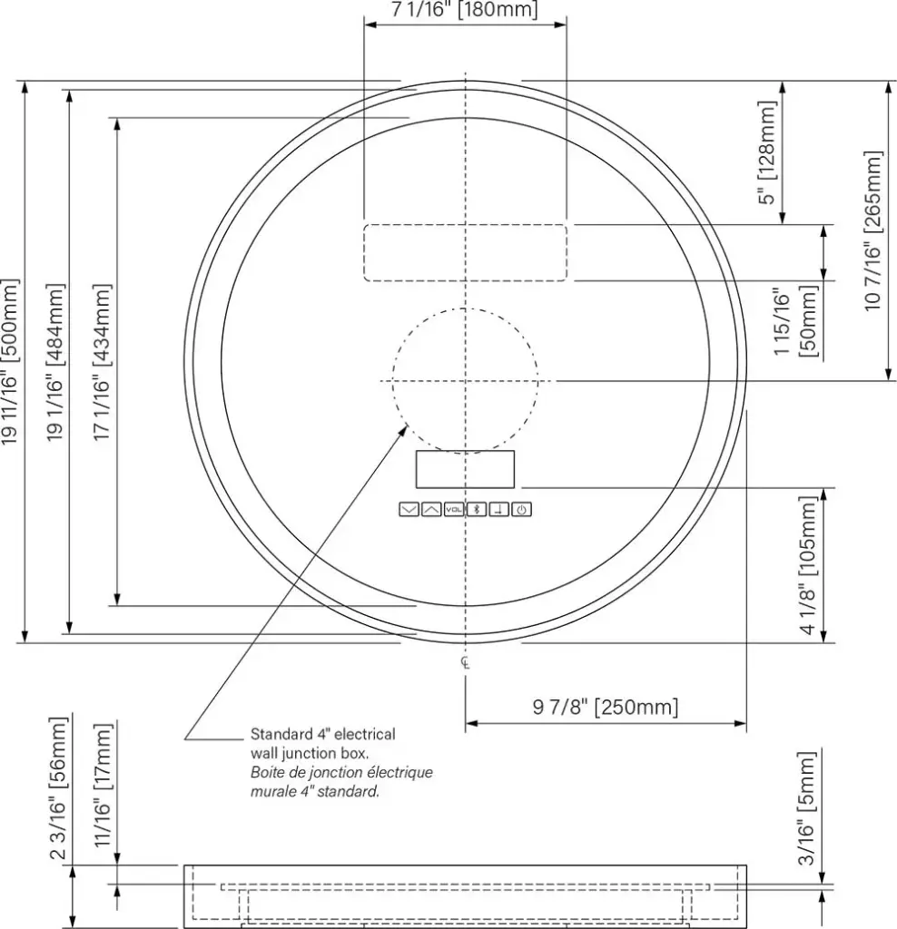 Miroir de surface avec fonction Itec 19 11/16'' x 19 11/16'' x  2 3/16''