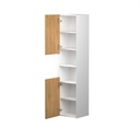 Armoire murale Dakar 16" blanc mat et façades chêne contemporain