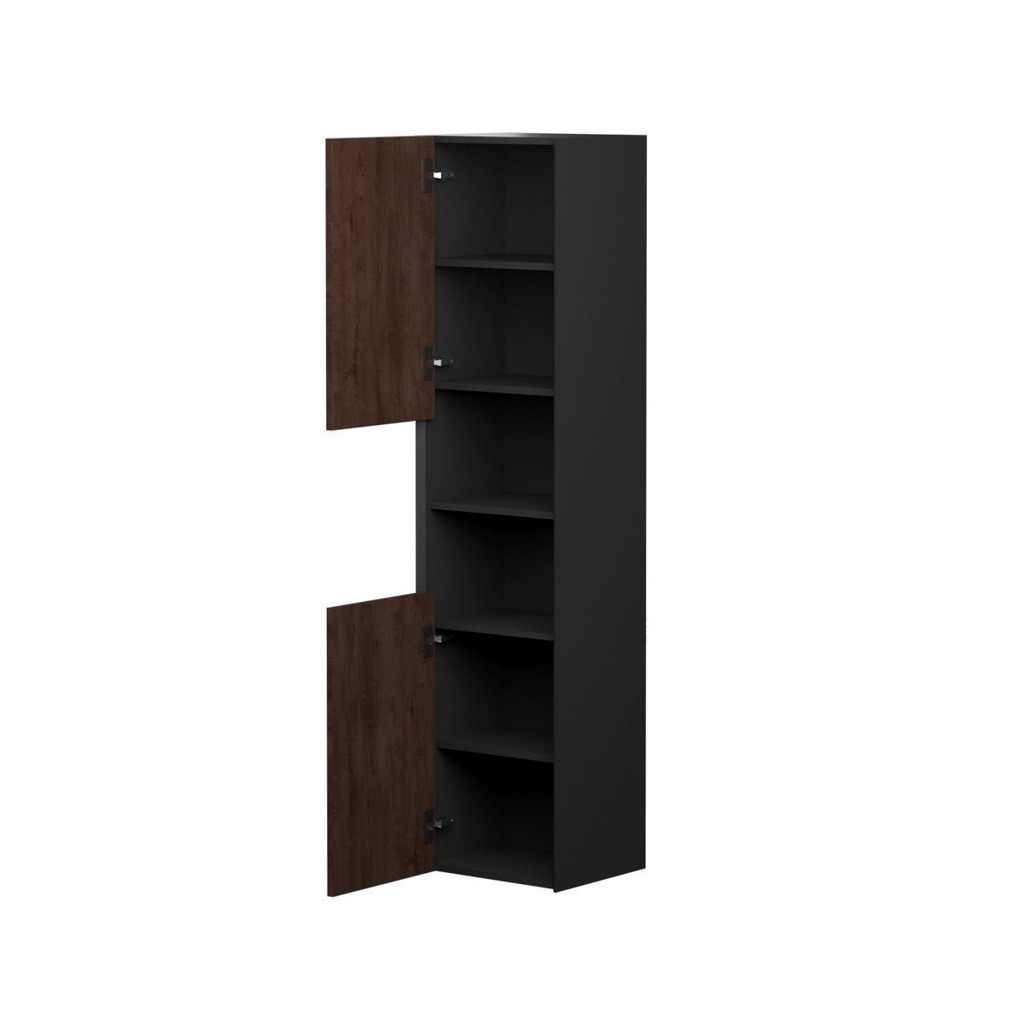 Armoire murale Dakar 16" noir mat et façades rosewood