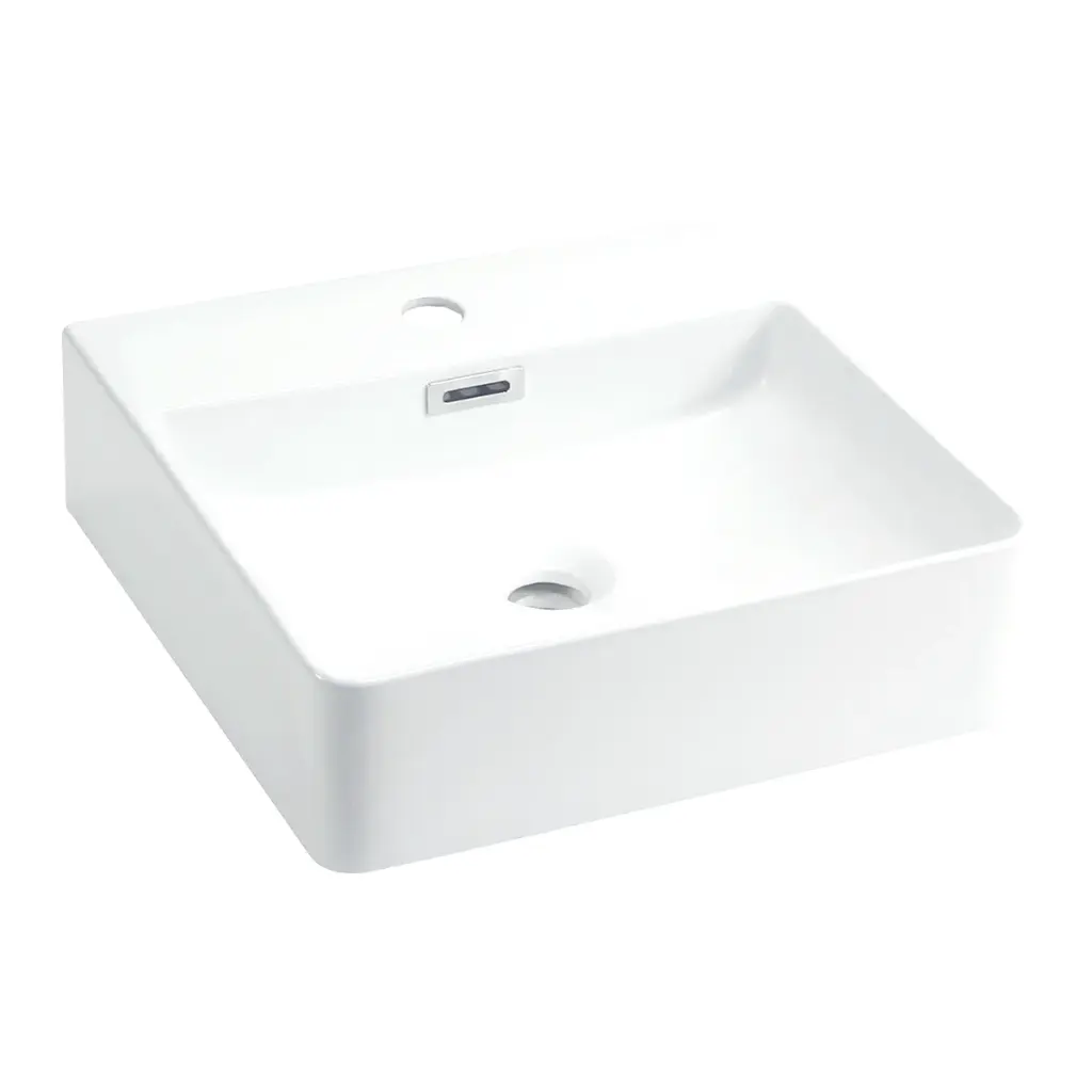 Lavabos Ob-16-wm, Vasque/lavabo, Cacrré, Porcelaine Vitrifiée, Trop-plein, Monotrou, Blanc Mat