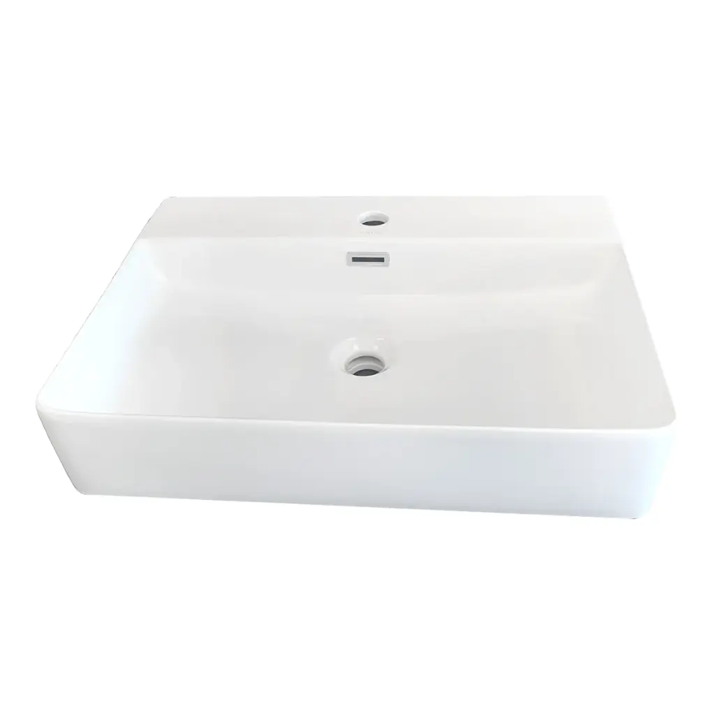 Lavabos Ob-20, Vasque/lavabo, Rectangulaire, Porcelaine Vitrifiée, Trop-plein, Monotrou, Blanc Lustré