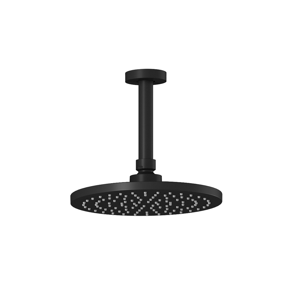 Roundone™ Tête de Pluie de 220mm (8 ⅝'') avec Bras Vertical Au Plafond Noir Mat