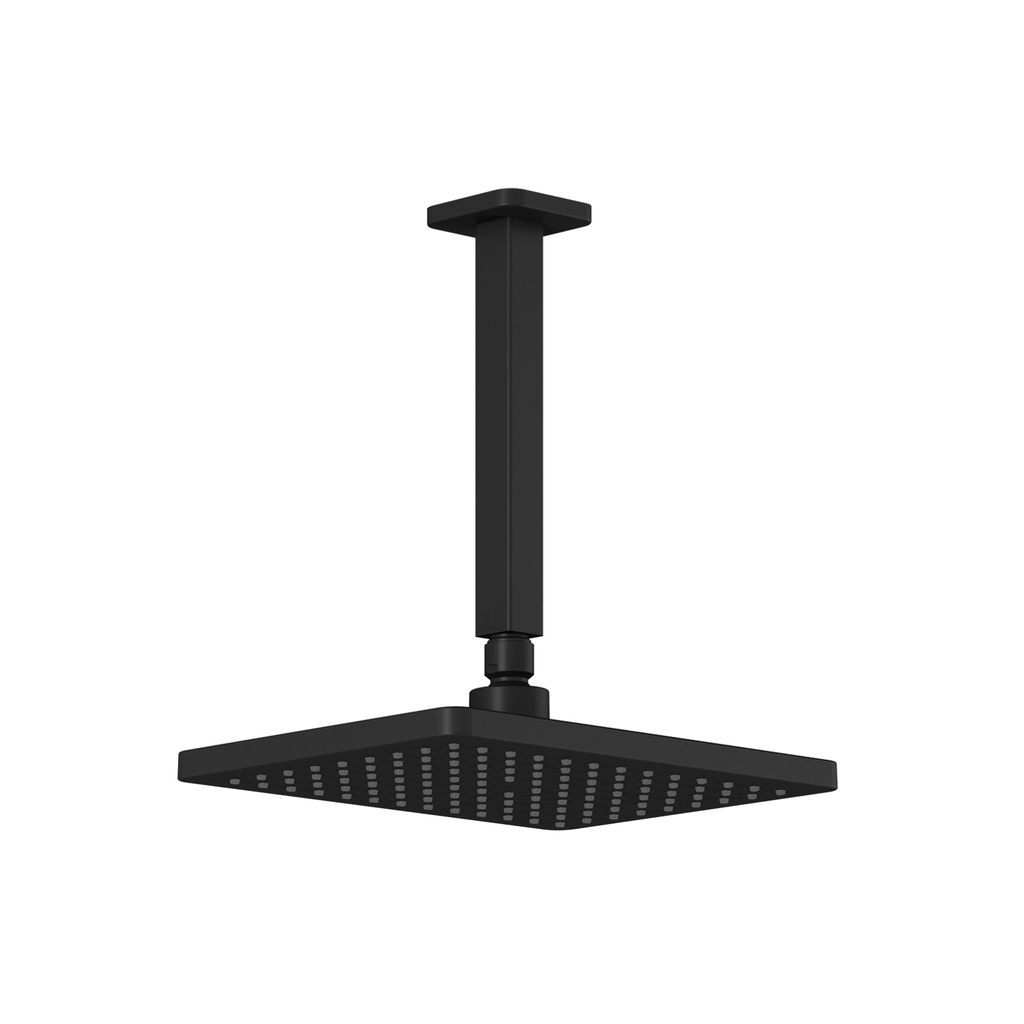 Squareone™ Tête de Pluie de 260mm X 188mm (10 ¼'' X 7 ⅜'') avec Bras Vertical Au Plafond Noir Mat