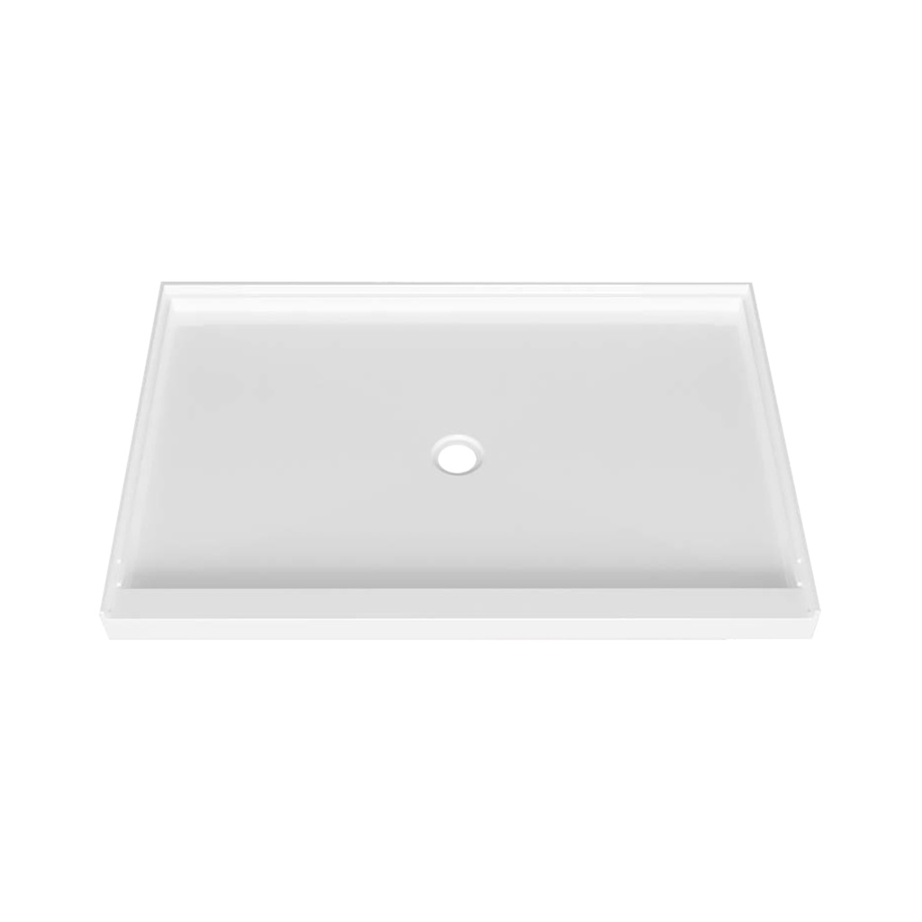 Base de douche rectangle en alcôve 48'' x 32'' anti-fuite, drain central