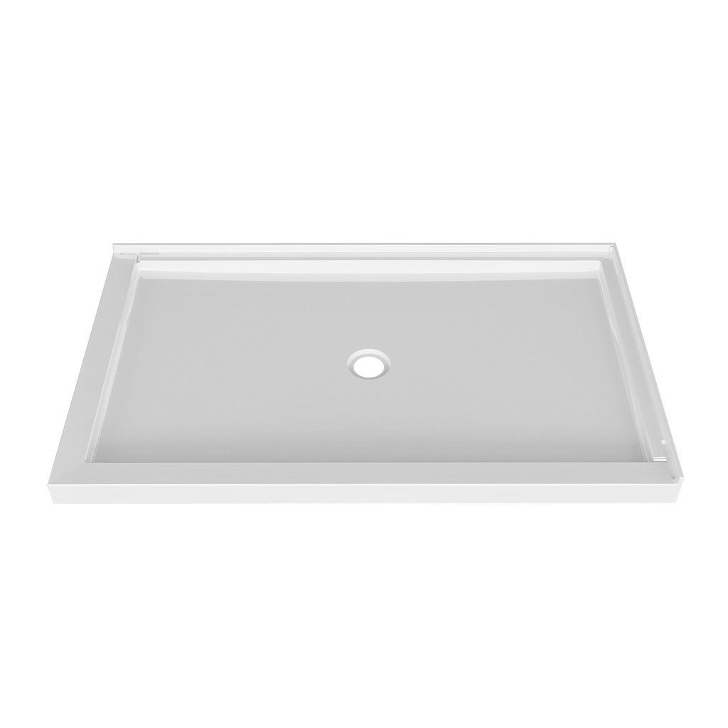 Base de douche rectangle en coin 48'' x 32'' coté droit anti-fuite, drain central