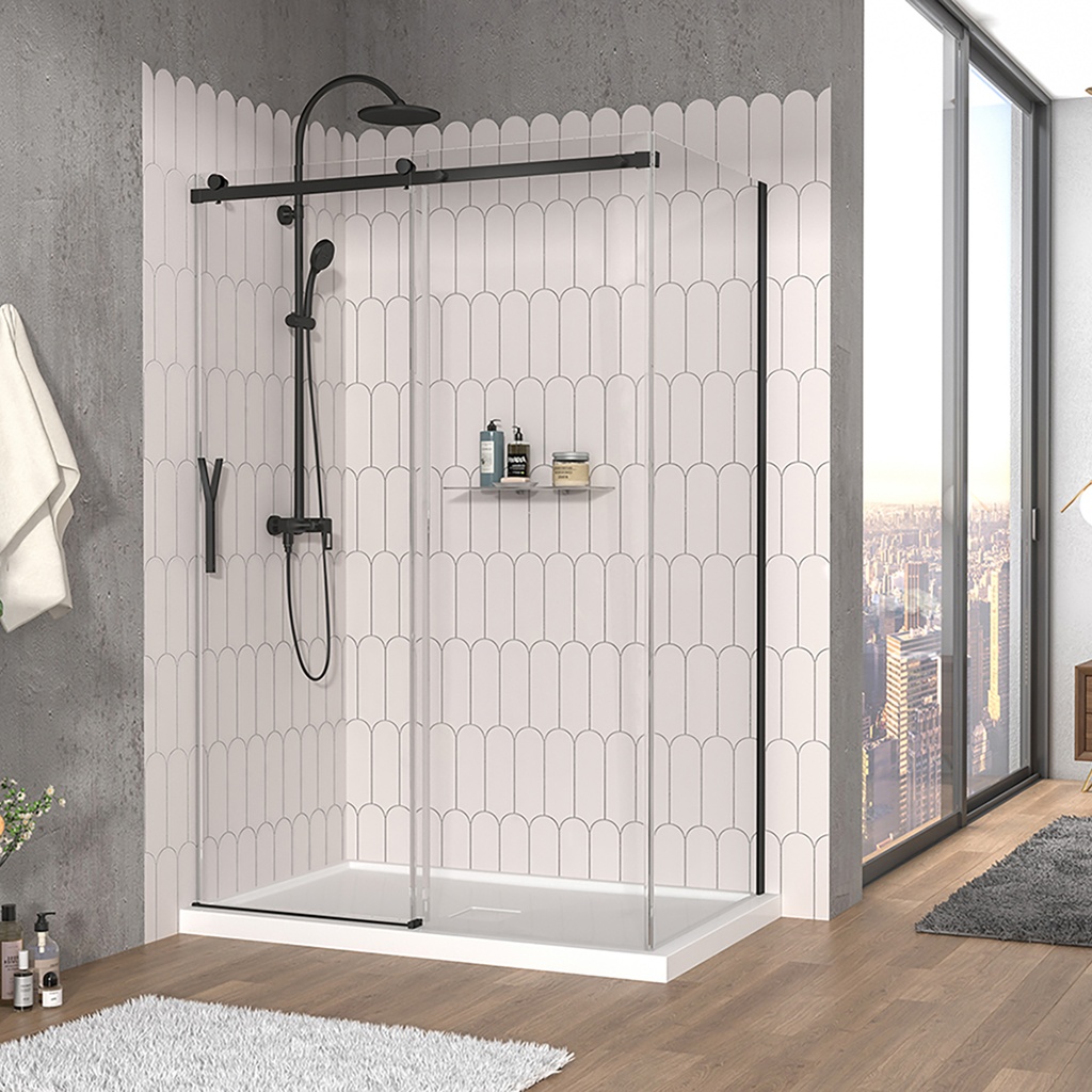 Vaia 54 porte alcove fermeture sur mur noire clair