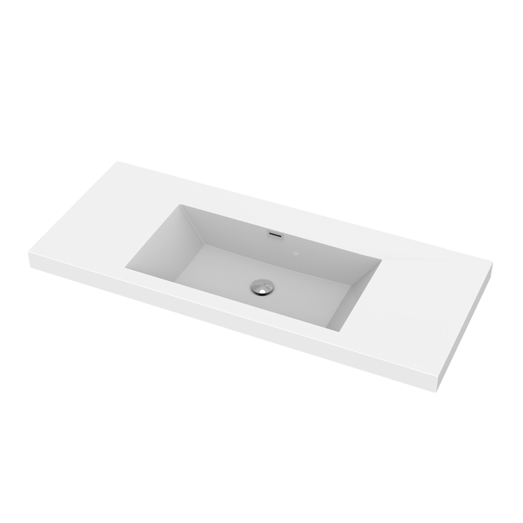 Plata 48" - Dessus de Lavabo Simple Centré en Polymarbre Blanc