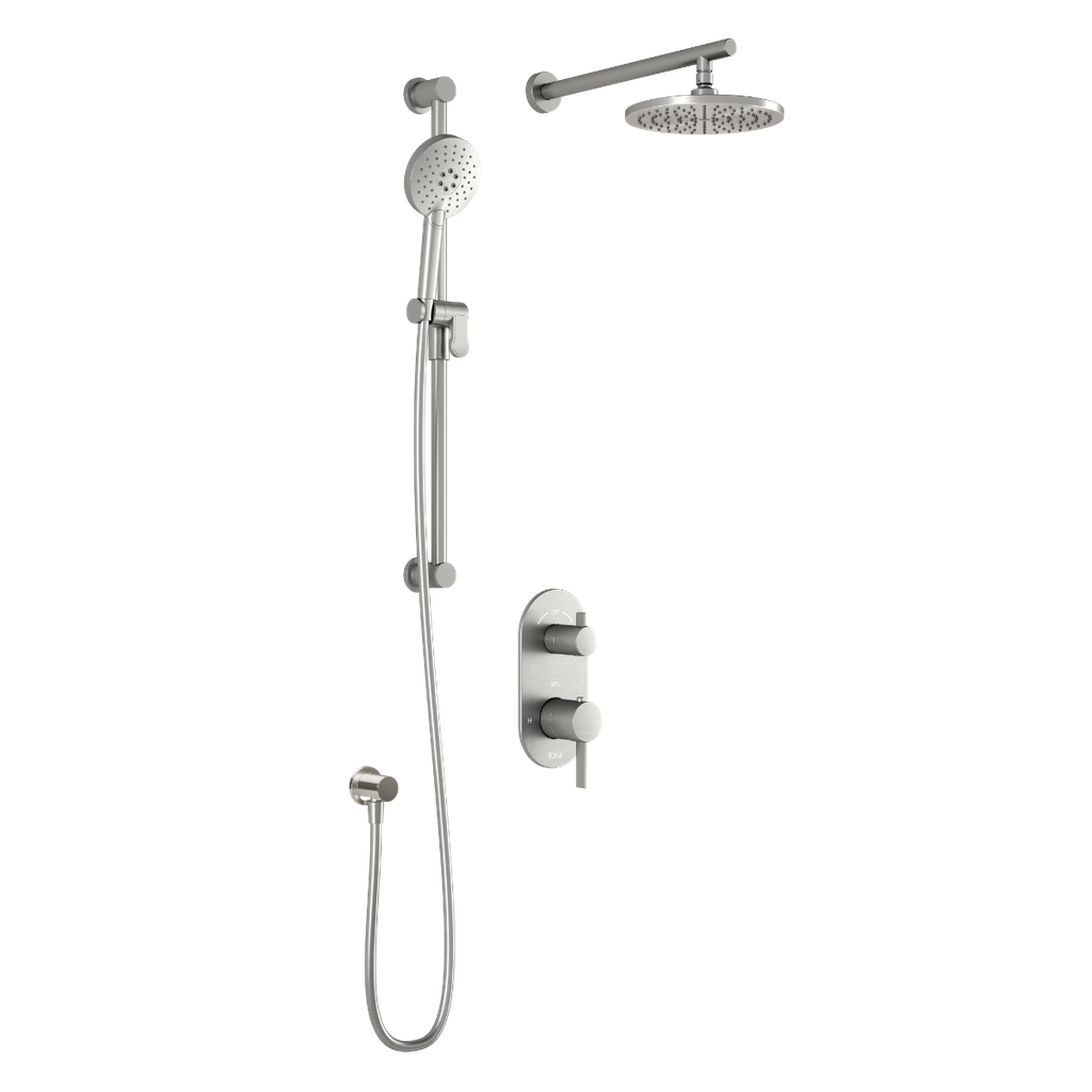 Roundone™ Td2 : Système de Douche T/p Aquatonik™ et Sélecteur avec Bras Mural Nickel Pur Pvs