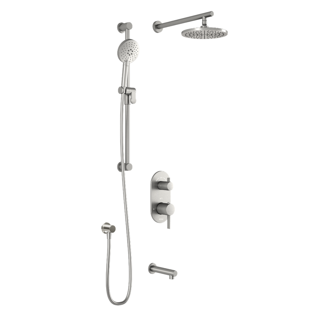 Roundone™ Td3 : Système de Douche T/p Aquatonik™ et Sélecteur avec Bras Vertical Nickel Pur Pvs