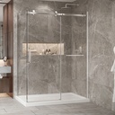 Porte de douche Bellini chrome 60x36" en coin avec fermeture sur panneau de retour avec barre à serviette