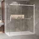 Porte de douche Bellini blanc 72x32" en coin avec fermeture sur panneau de retour avec barre à serviette