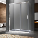 Porte de douche Caldara chrome 54x36" en coin avec fermeture sur panneau de retour