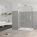 Porte de douche Quadro chrome 48x42" en coin avec fermeture sur panneau de retour