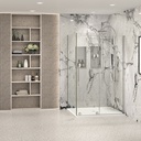 Porte de douche Slim chrome 48x36" en coin avec fermeture sur panneau de retour