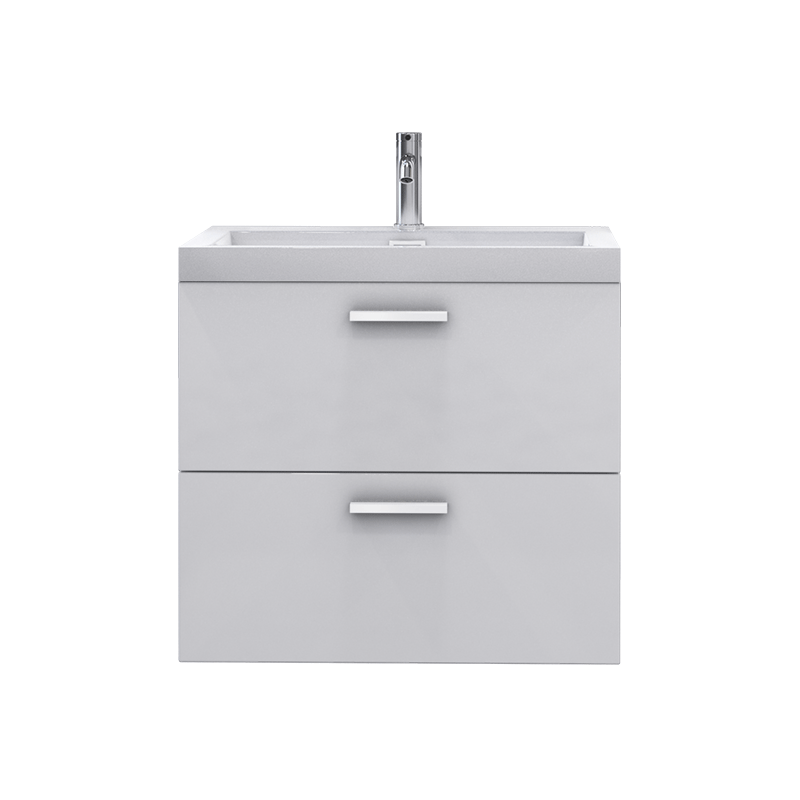 Arto - Meuble lavabo 23" avec lavabo blanc mat mince - blanc lustré