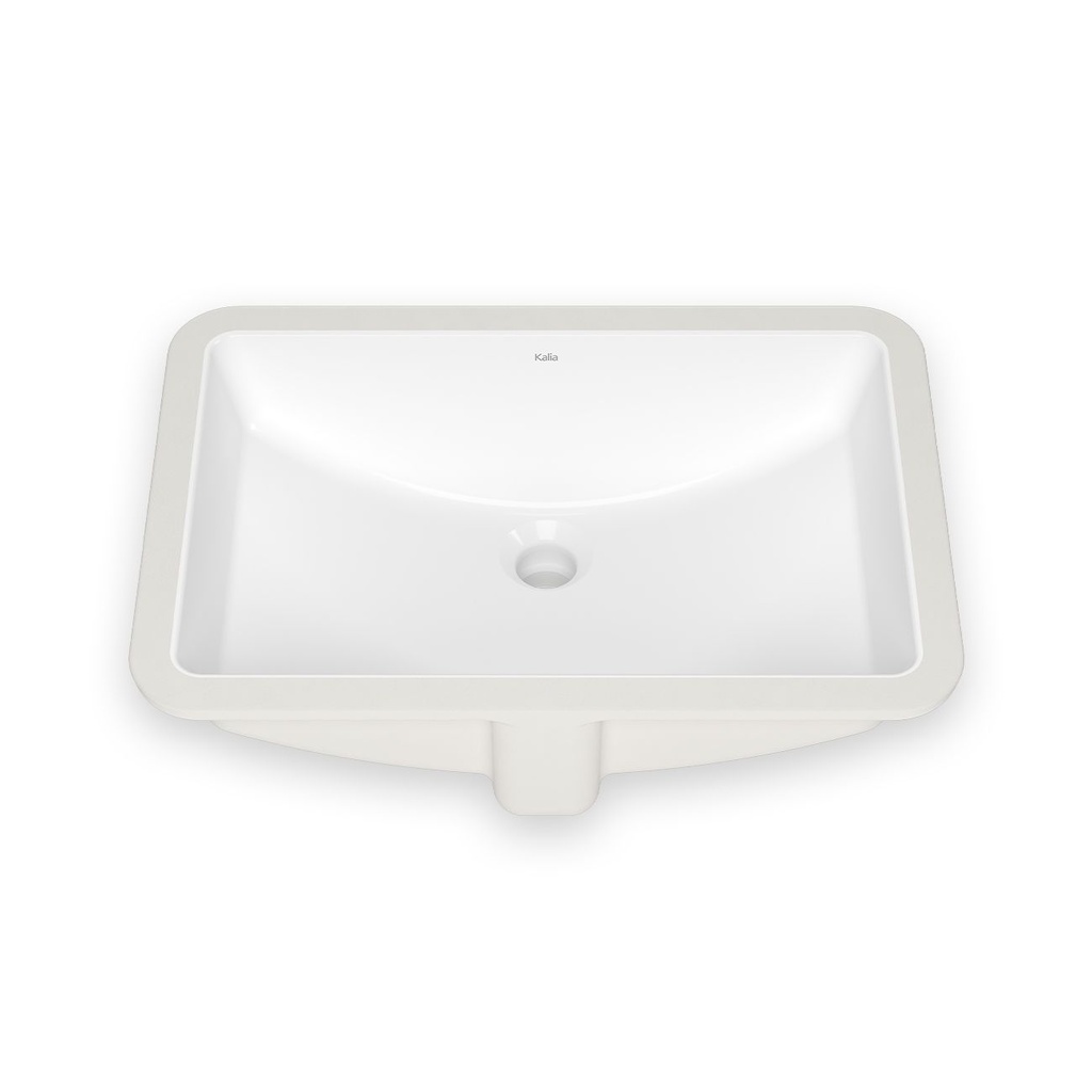 Ceska - Lavabo rectangulaire avec cuve au design incurvé en porcelaine vitrifiée - Blanc lustré