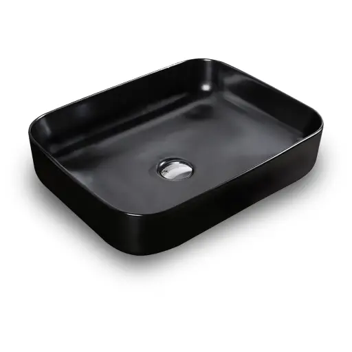 Lavabos Ob-44-bk, Vasque/lavabo, Rectangle, Porcelaine Vitrifiée, sans Trop-plein, Mat Black