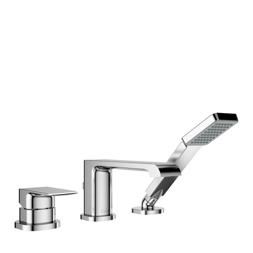 Sobrio™ Robinet pour Baignoire à Pression Équilibrée 3 Morceaux avec Douchette - Cartouche Incluse sans Brut - Chrome