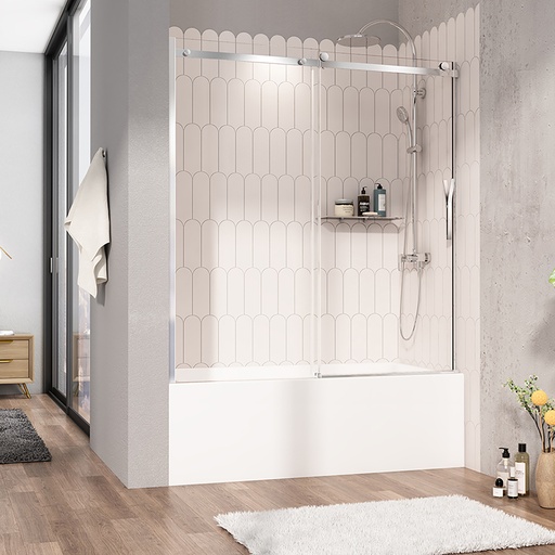 Vaia 60 porte de bain alcove chrome clair