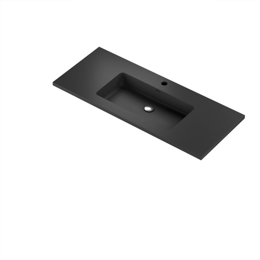 Aden 48" - Dessus de Lavabo Simple Centré en Quartz Noir