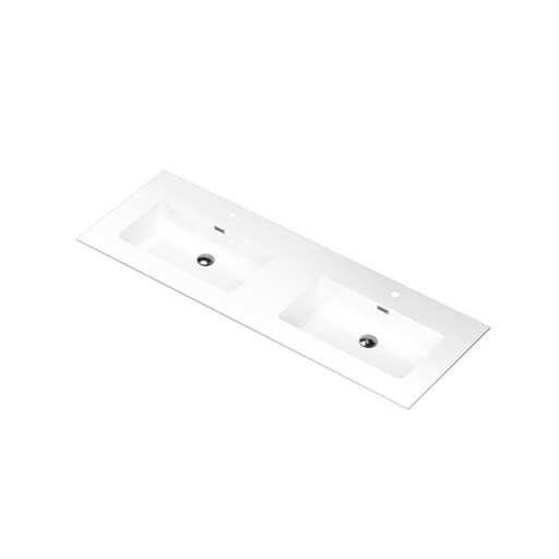 Bass 60" - Dessus de Lavabo Double en Surface Solide Blanc