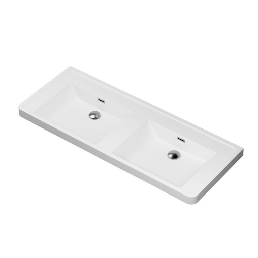 Ross 48" - Dessus de Lavabo Double en Polymarbre Blanc