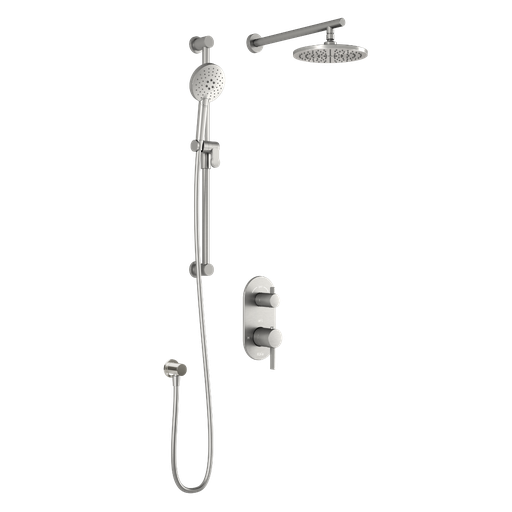 Roundone™ Td2 : Système de Douche T/p Aquatonik™ et Sélecteur avec Bras Mural Nickel Pur Pvs