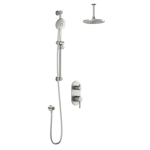 Roundone™ Td2 : Système de Douche T/p Aquatonik™ et Sélecteur avec Bras Vertical Nickel Pur Pvs